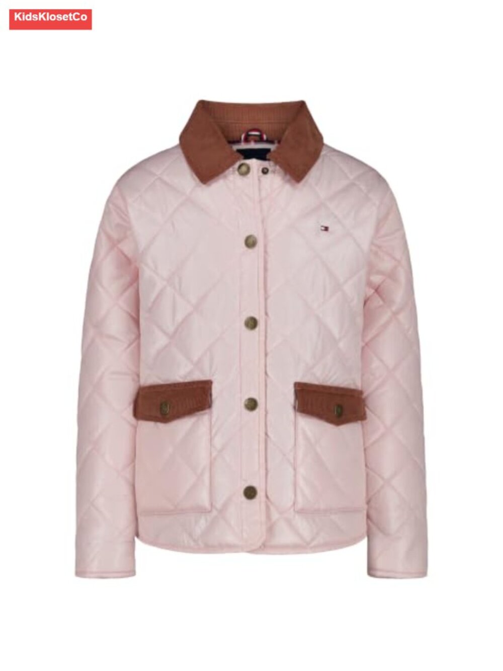 Girls Lightweight Quilted Barn Jacket Long Sleeve Snap Closure Flannel Lining